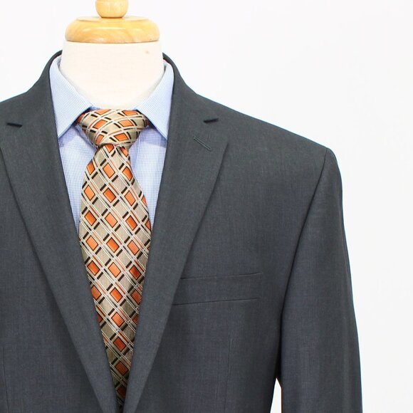 Kenneth Cole 46L Gray Solid 2-Button Sport Coat Blazer Jacket V354 - Picture 5 of 11